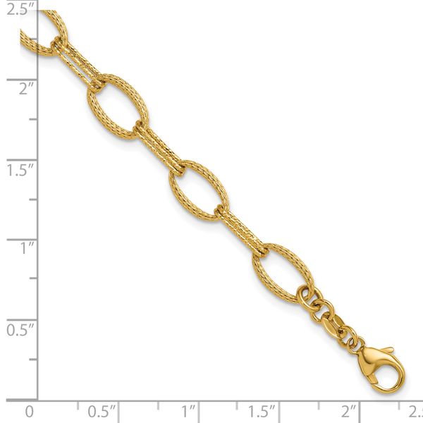 Leslie's 14K Polish/Texture/Dia-cut Fancy Oval Link Bracelet - Image 5