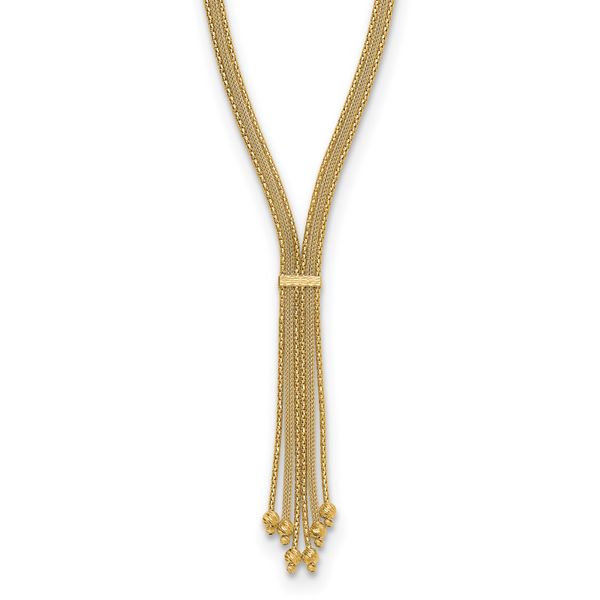 Leslie's 14K Polish/Texture/Dia-cut Fancy Drop Necklace