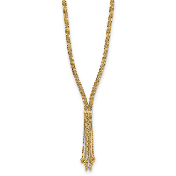 Leslie's 14K Polish/Texture/Dia-cut Fancy Drop Necklace - Image 2