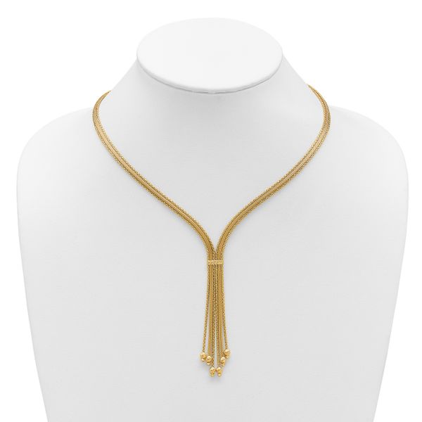 Leslie's 14K Polish/Texture/Dia-cut Fancy Drop Necklace - Image 3