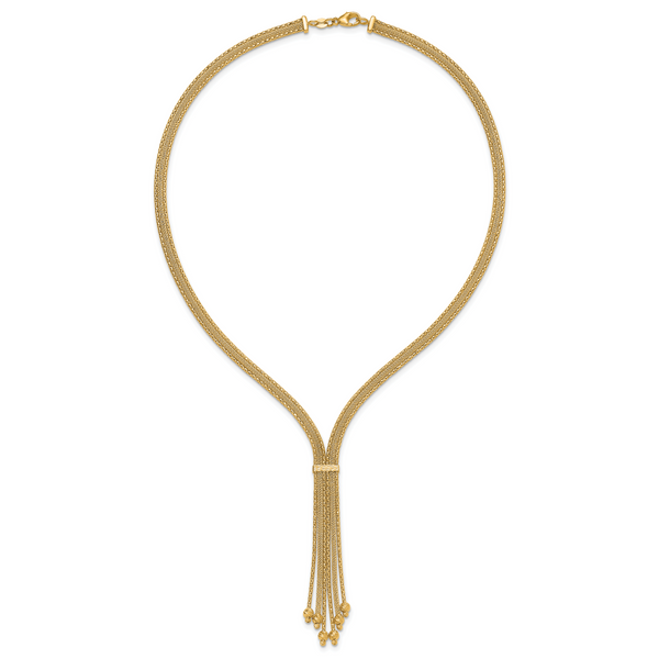 Leslie's 14K Polish/Texture/Dia-cut Fancy Drop Necklace - Image 4