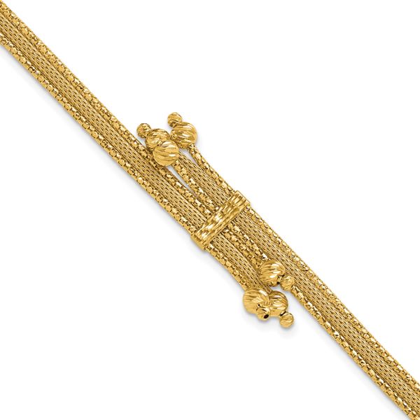 Leslie's 14K Polish/Texture/Dia-cut Fancy Bracelet