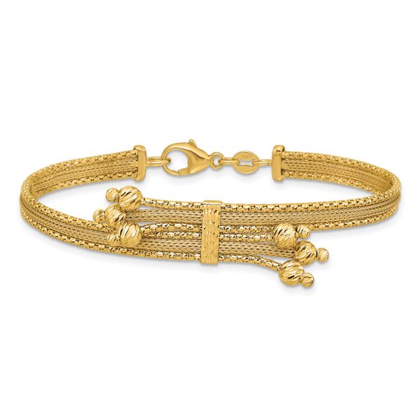 Leslie's 14K Polish/Texture/Dia-cut Fancy Bracelet - Image 3