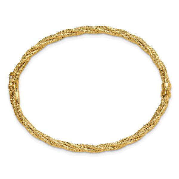 Leslie's 14K Polished and Textured Twisted Hinged Bangle - Image 2