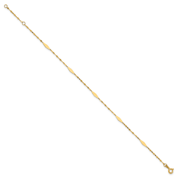 Leslie's 14K Polished Geometric 9in plus 1in ext. Anklet - Image 2