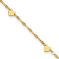 Leslie's 14K Polished Heart Station 9in Plus 1in ext. Anklet