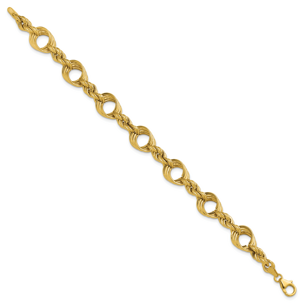 Leslie's 14K Polished Fancy Circle and Rope Link Bracelet - Image 2