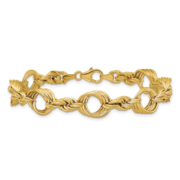 Leslie's 14K Polished Fancy Circle and Rope Link Bracelet - Image 3