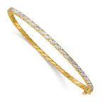 Leslie's 14K w/Rhodium Polished and Diamond-Cut Hinged Bangle - Image 2
