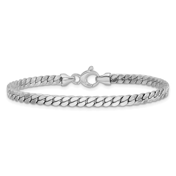Leslie's 14K White Gold Polished Fancy Curb Link Bracelet - Image 3