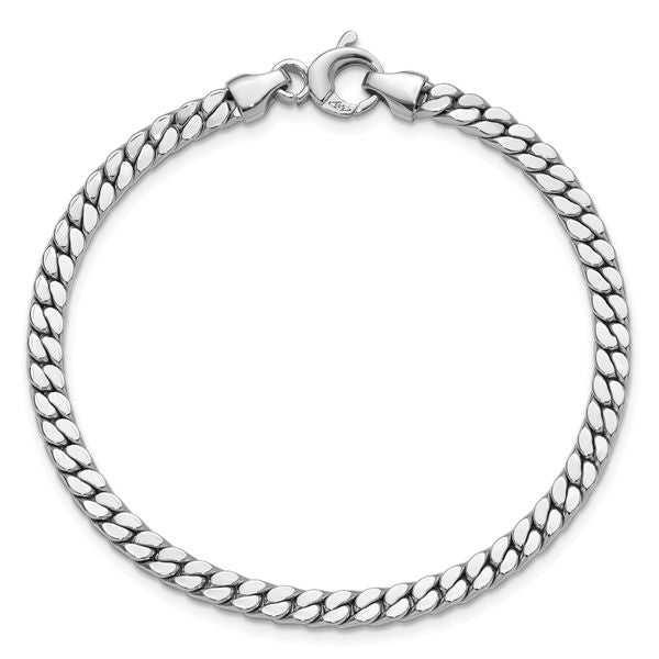 Leslie's 14K White Gold Polished Fancy Curb Link Bracelet - Image 4