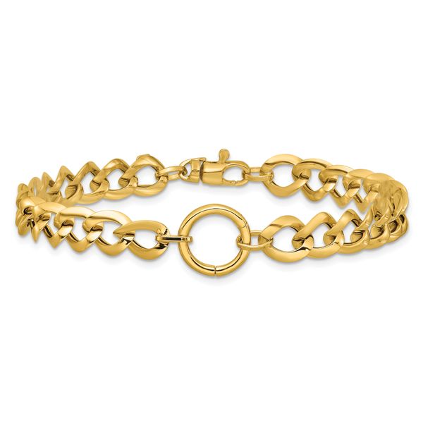 Leslie's 14K Polished Circle Accent Fancy Link Bracelet - Image 3