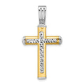 Leslie's 14K Two-tone Polished and Diamond-cut Cross Pendant