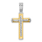 Leslie's 14K Two-tone Polished and Diamond-cut Cross Pendant