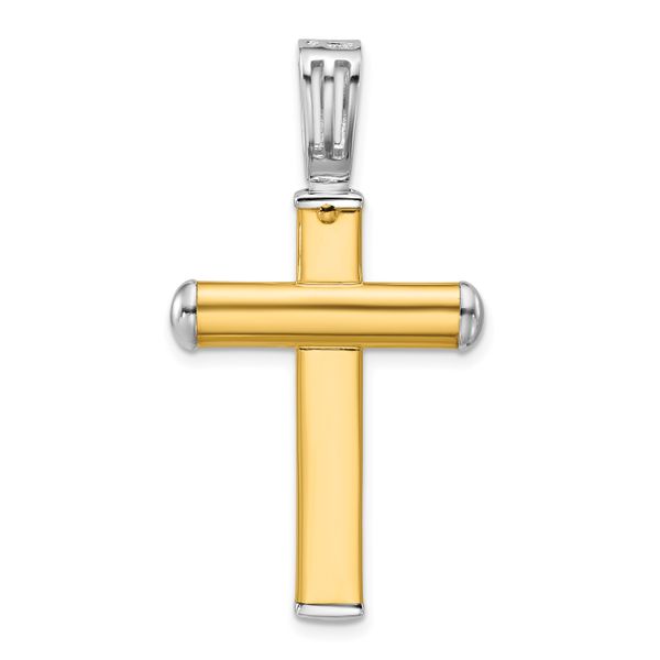 Leslie's 14K Two-tone Polished and Diamond-cut Cross Pendant - Image 3