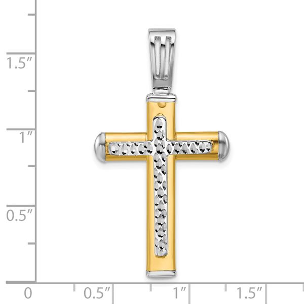 Leslie's 14K Two-tone Polished and Diamond-cut Cross Pendant - Image 4