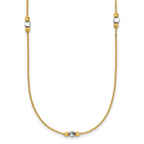 Leslie's 14K Two-tone Polished / Dia-cut Beads w/2in ext. Necklace