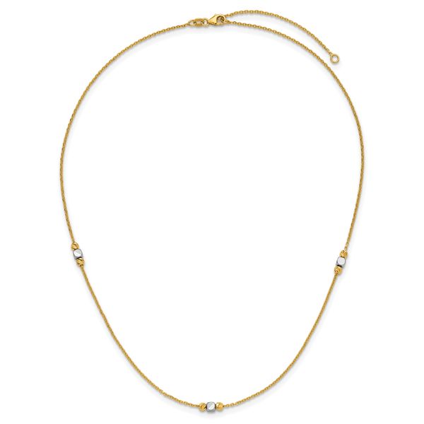 Leslie's 14K Two-tone Polished / Dia-cut Beads w/2in ext. Necklace - Image 4