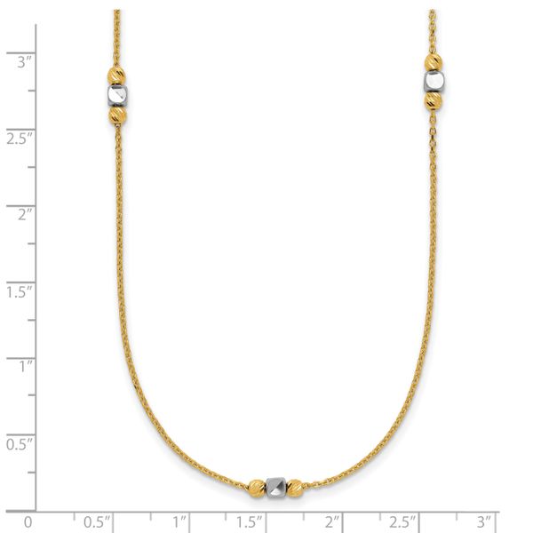 Leslie's 14K Two-tone Polished / Dia-cut Beads w/2in ext. Necklace - Image 5
