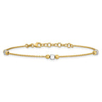 Leslie's 14K Two-tone Polished / Dia-cut Beads w/1in ext. Bracelet - Image 3