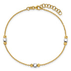 Leslie's 14K Two-tone Polished / Dia-cut Beads w/1in ext. Bracelet - Image 4