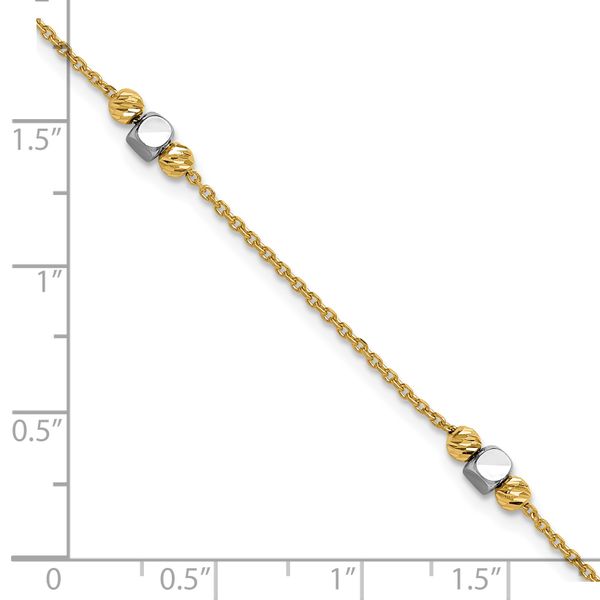 Leslie's 14K Two-tone Polished / Dia-cut Beads w/1in ext. Bracelet - Image 5