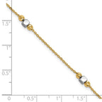 Leslie's 14K Two-tone Polished / Dia-cut Beads w/1in ext. Bracelet - Image 5