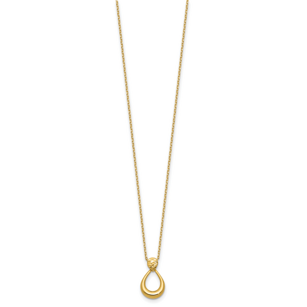 Leslie's 14K Polished / Dia-cut Open Teardrop w/2in ext. Necklace - Image 2