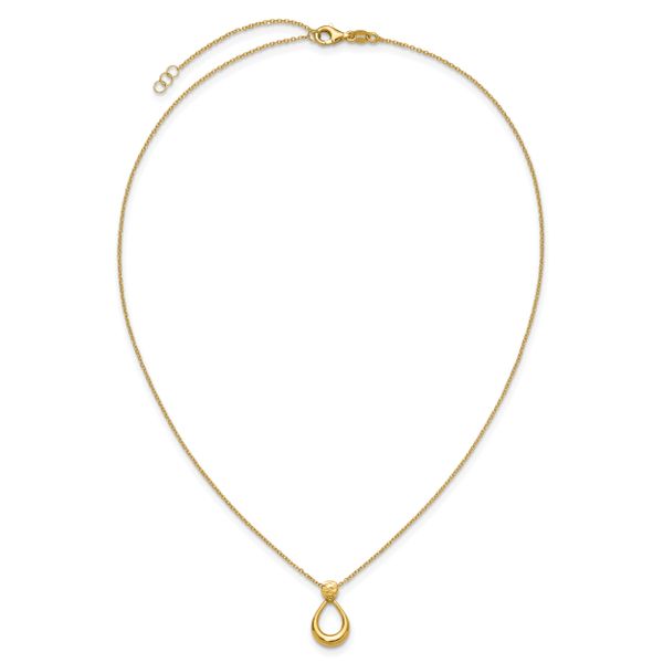 Leslie's 14K Polished / Dia-cut Open Teardrop w/2in ext. Necklace - Image 4