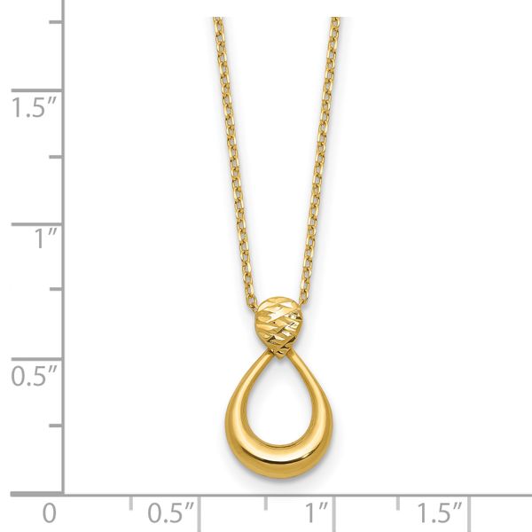 Leslie's 14K Polished / Dia-cut Open Teardrop w/2in ext. Necklace - Image 5