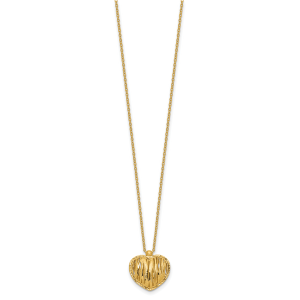 Leslie's 14K Polished / Dia-cut Puffed Heart w/2in ext. Necklace - Image 2