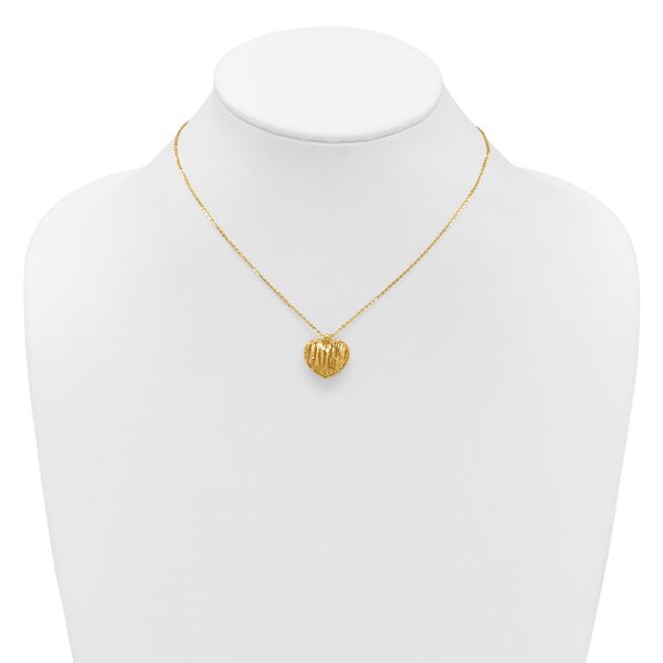 Leslie's 14K Polished / Dia-cut Puffed Heart w/2in ext. Necklace - Image 3