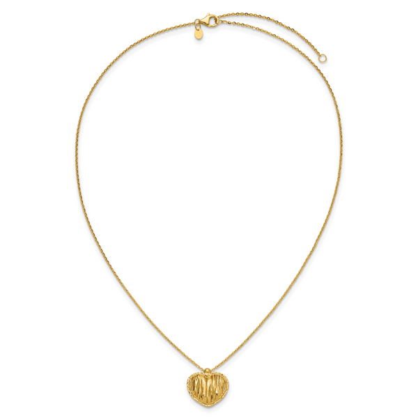 Leslie's 14K Polished / Dia-cut Puffed Heart w/2in ext. Necklace - Image 4