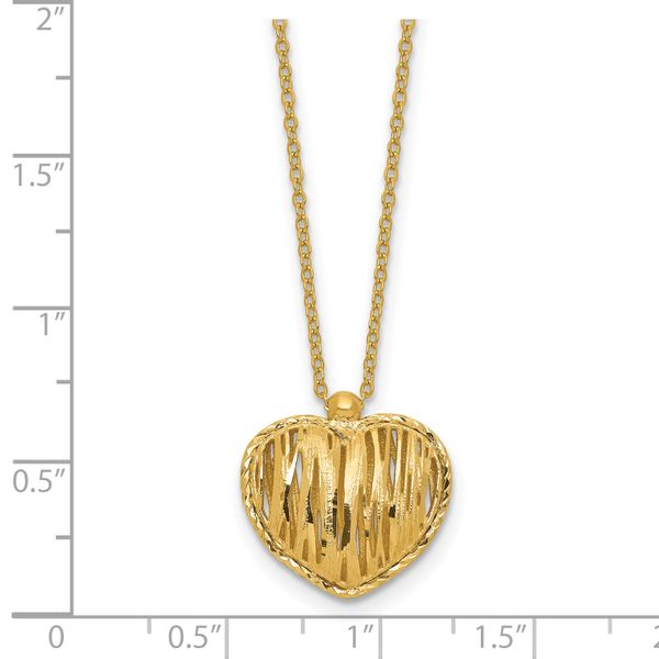 Leslie's 14K Polished / Dia-cut Puffed Heart w/2in ext. Necklace - Image 5