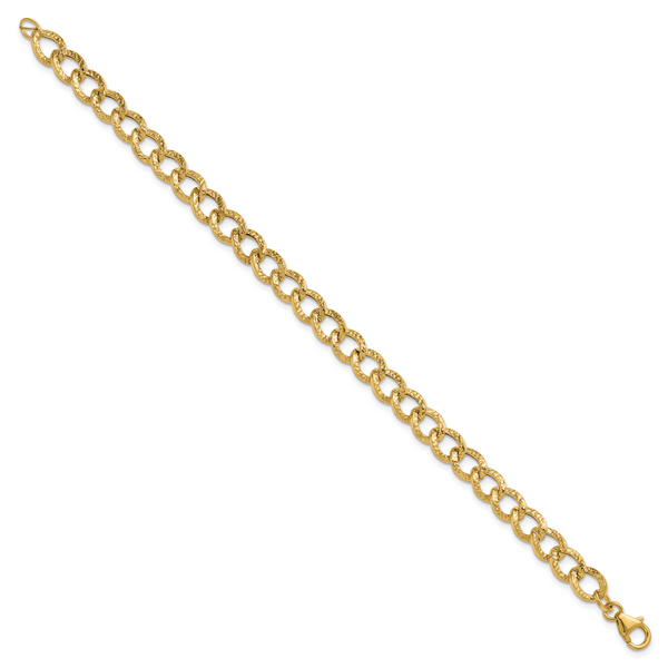 Leslie's 14K Polished and Textured Fancy Link Bracelet - Image 2