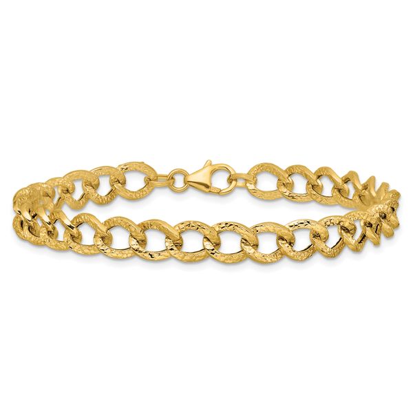 Leslie's 14K Polished and Textured Fancy Link Bracelet - Image 3
