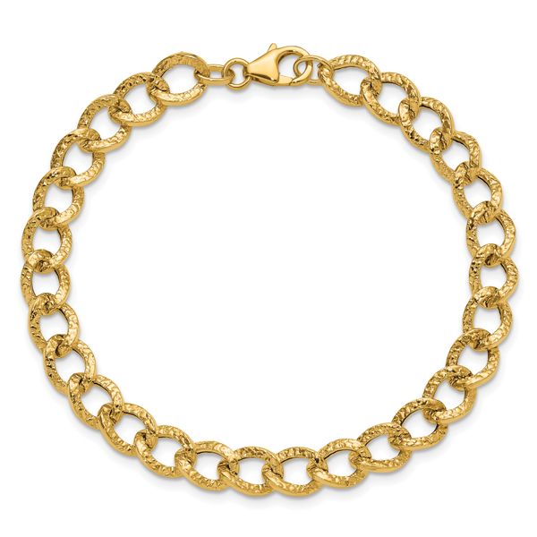 Leslie's 14K Polished and Textured Fancy Link Bracelet - Image 4