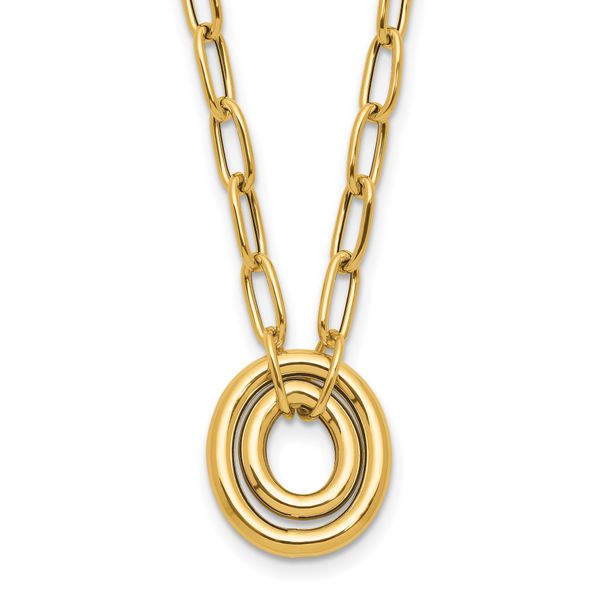 Leslie's 14K Polished Paper Clip Link with Oval Accent Necklace
