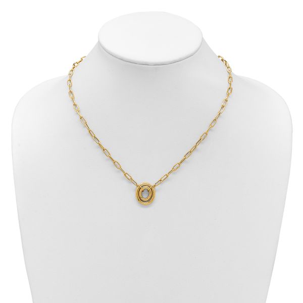 Leslie's 14K Polished Paper Clip Link with Oval Accent Necklace - Image 3