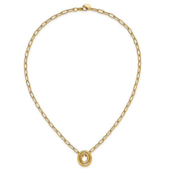 Leslie's 14K Polished Paper Clip Link with Oval Accent Necklace - Image 4