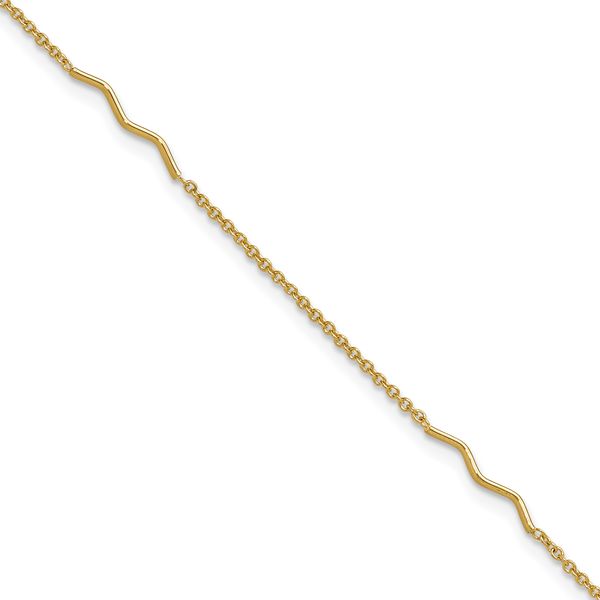 Leslie's 14K Polished Wavy Bar 9in Plus 1in ext. Anklet