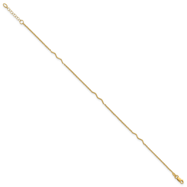 Leslie's 14K Polished Wavy Bar 9in Plus 1in ext. Anklet - Image 2