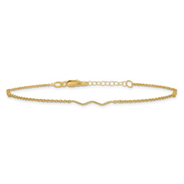 Leslie's 14K Polished Wavy Bar 9in Plus 1in ext. Anklet - Image 3