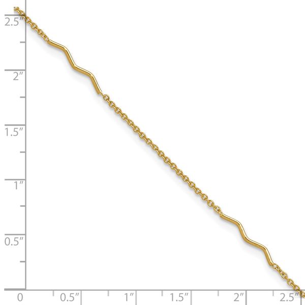 Leslie's 14K Polished Wavy Bar 9in Plus 1in ext. Anklet - Image 5