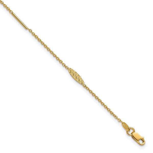 Leslie's 14K Polished and Dia-cut 9in Plus 1in ext. Anklet