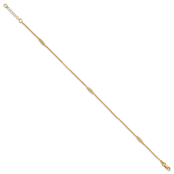 Leslie's 14K Polished and Dia-cut 9in Plus 1in ext. Anklet - Image 2