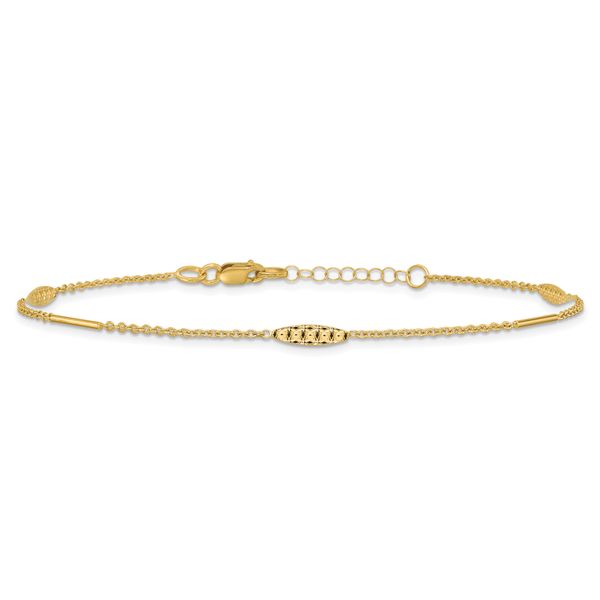 Leslie's 14K Polished and Dia-cut 9in Plus 1in ext. Anklet - Image 3