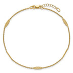 Leslie's 14K Polished and Dia-cut 9in Plus 1in ext. Anklet - Image 4