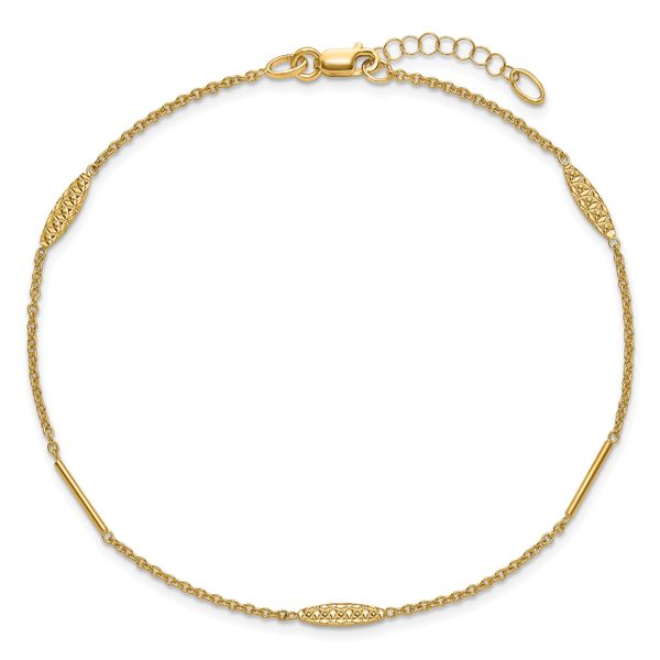 Leslie's 14K Polished and Dia-cut 9in Plus 1in ext. Anklet - Image 4