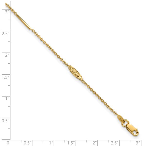 Leslie's 14K Polished and Dia-cut 9in Plus 1in ext. Anklet - Image 5
